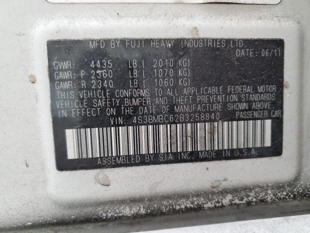 2011 SUBARU LEGACY 2.5 - 4S3BMBC62B3258840