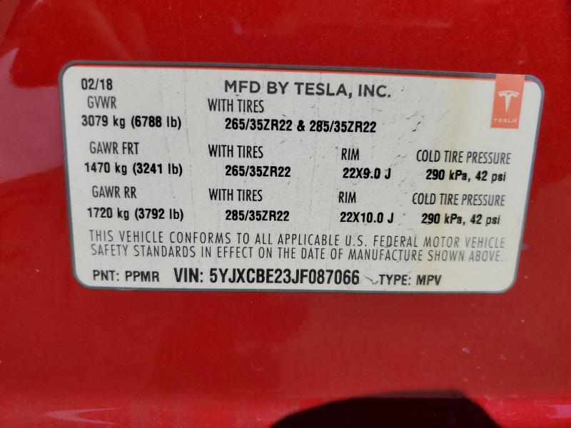 2018 TESLA MODEL X - 5YJXCBE23JF087066