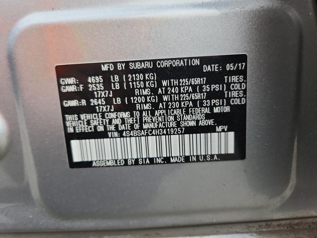 SUBARU OUTBACK 2.5I PREMIUM