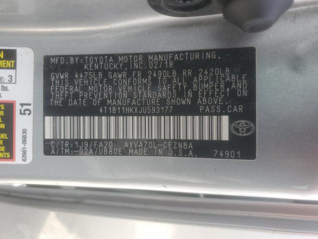 2018 TOYOTA CAMRY L - 4T1B11HKXJU593177