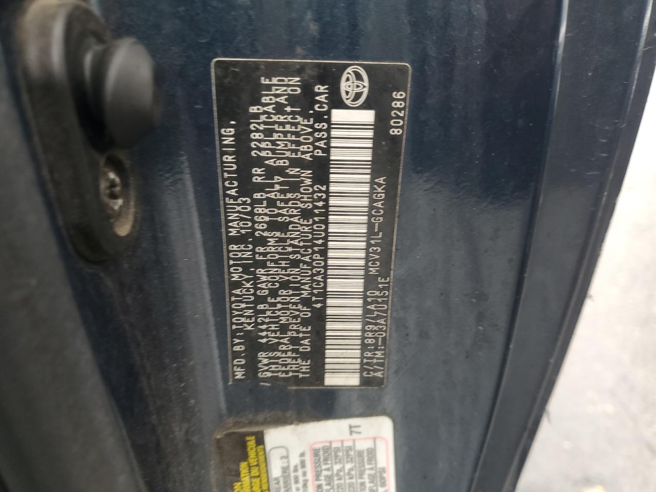 Lot #3284859535 2004 TOYOTA CAMRY SOLA