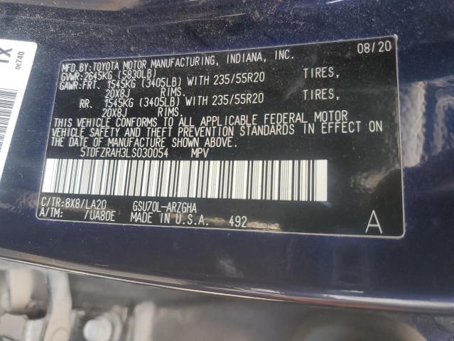 2020 TOYOTA HIGHLANDER 5TDFZRAH3LS030054