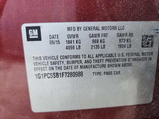 2015 CHEVROLET CRUZE LT - 1G1PC5SB1F7280988