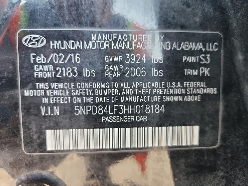2017 HYUNDAI ELANTRA SE - 5NPD84LF3HH018184