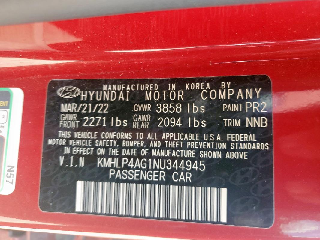 2022 HYUNDAI ELANTRA LI - KMHLP4AG1NU344945