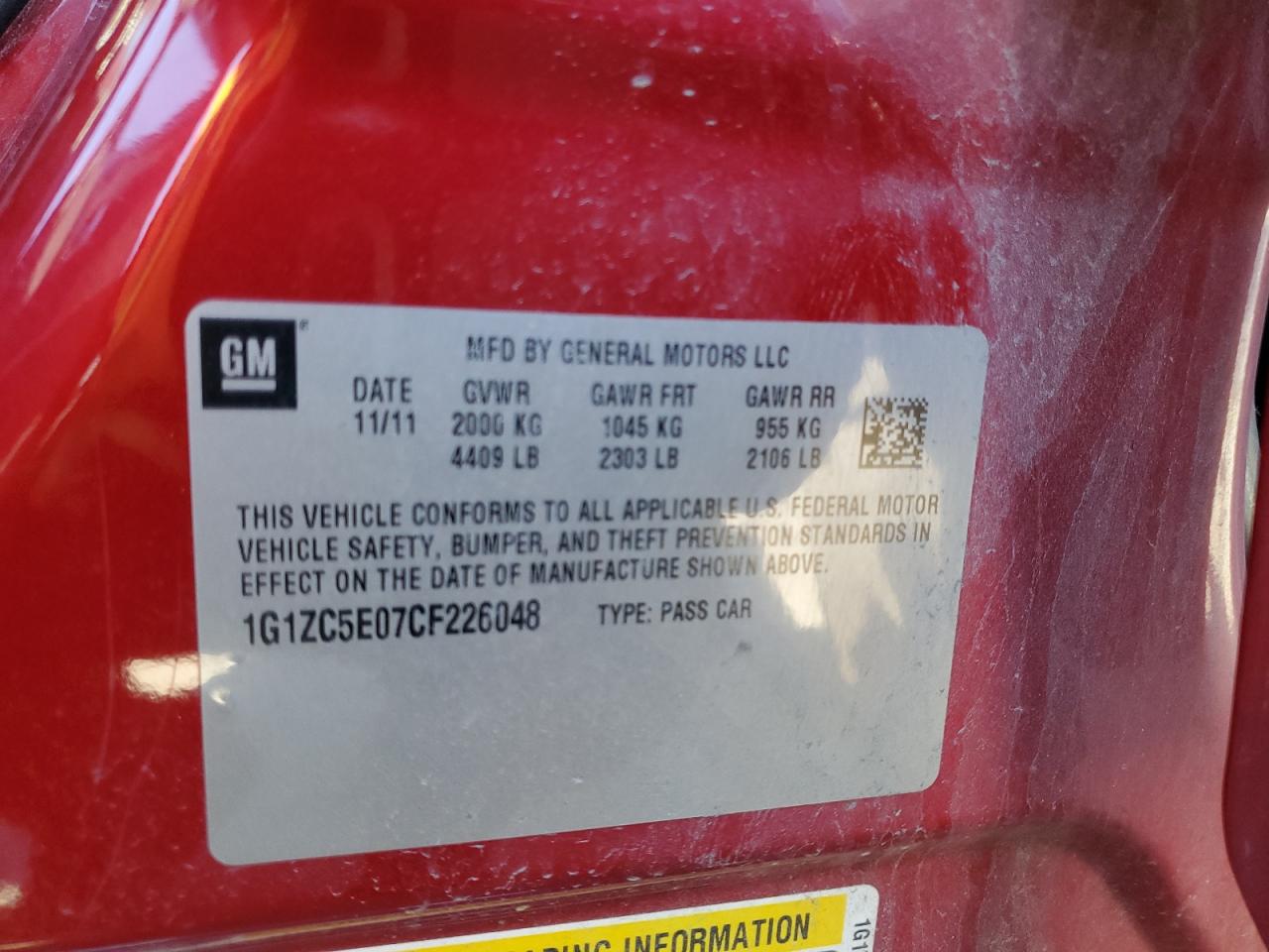 Lot #3268509807 2012 CHEVROLET MALIBU 1LT