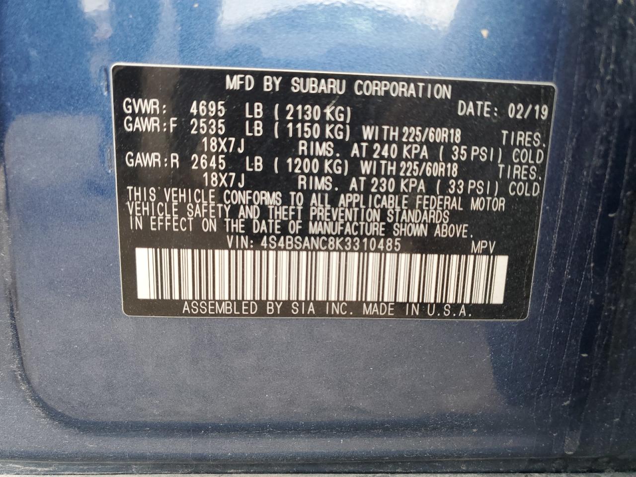 SUBARU OUTBACK 2.5I LIMITED