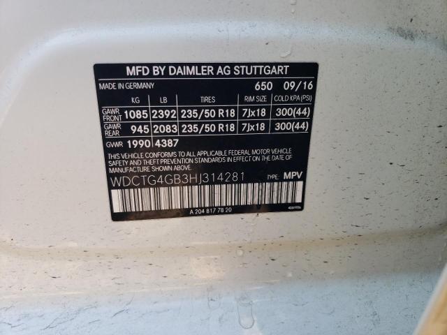 2017 MERCEDES-BENZ GLA 250 4M WDCTG4GB3HJ314281