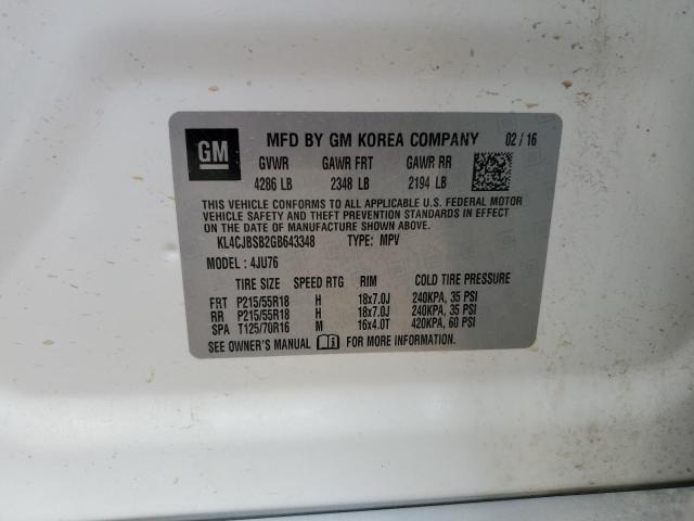 2016 BUICK ENCORE CON KL4CJBSB2GB643348