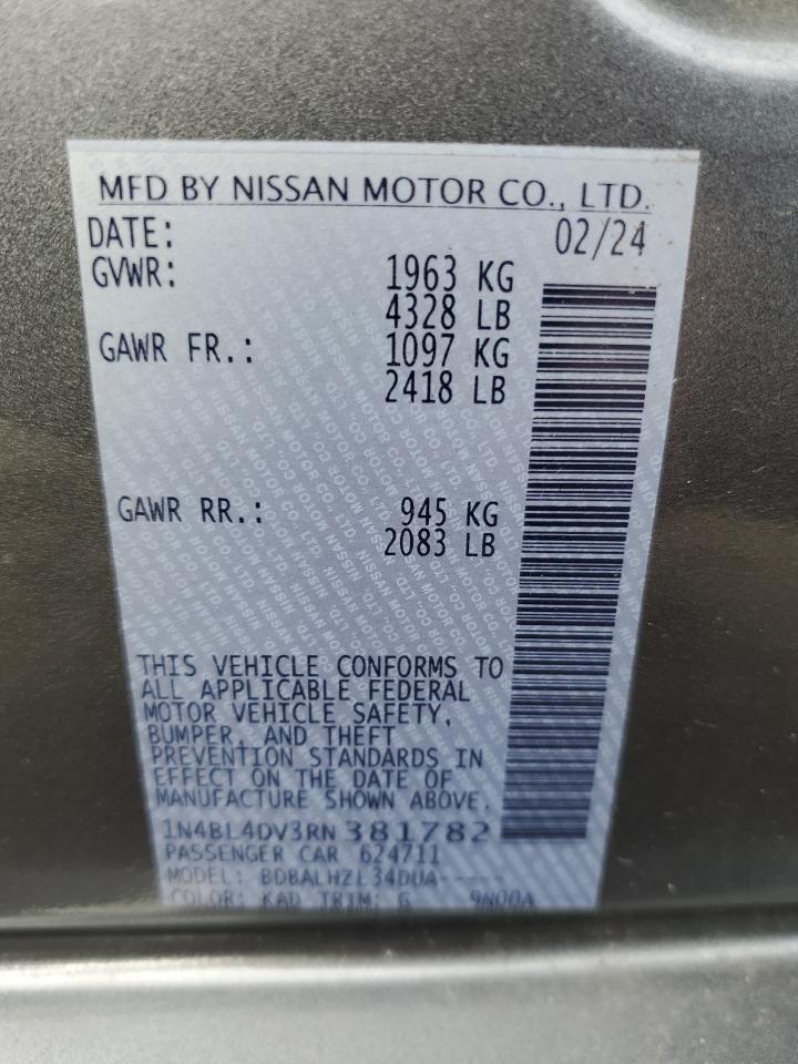 Lot #3302913088 2024 NISSAN ALTIMA SV