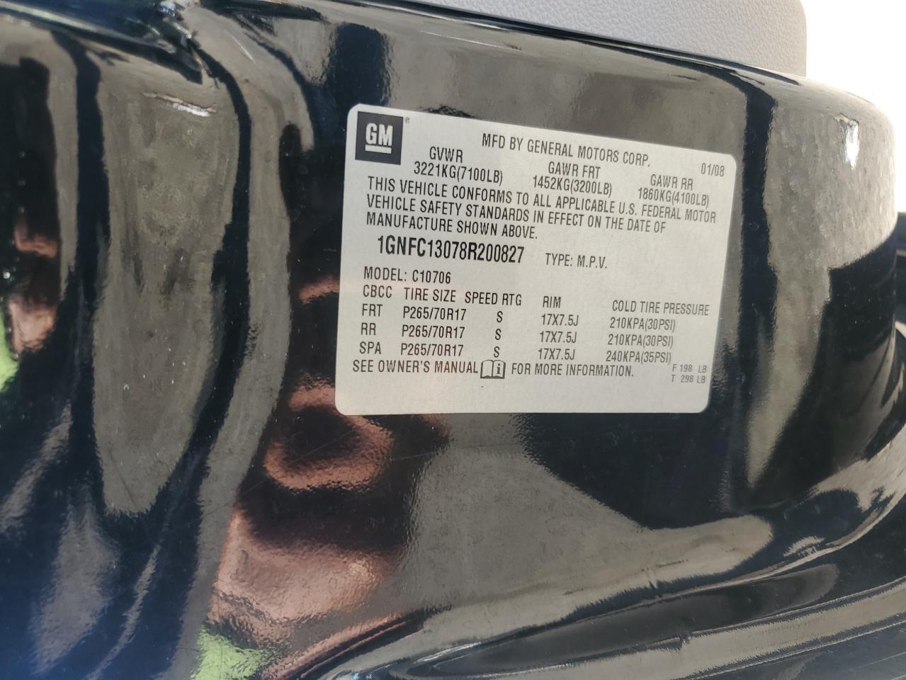 Lot #3287628030 2008 CHEVROLET TAHOE C150