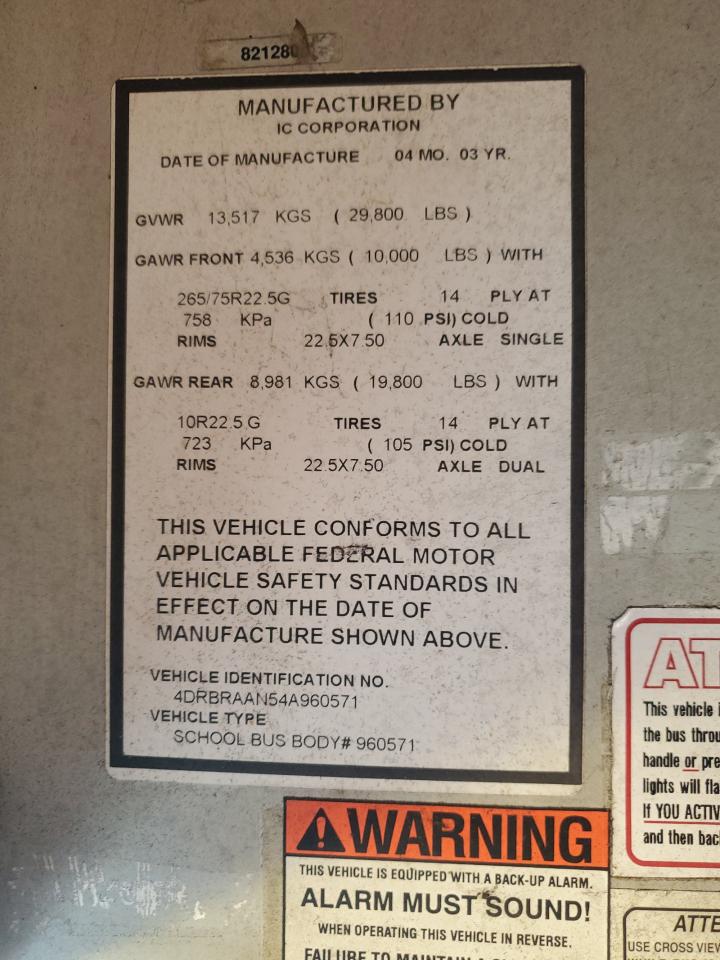 Lot #3273851177 2004 IC CORPORATION CE SERIES SCHOOL