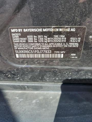 2015 BMW X5 XDRIVE5 5UXKR6C51F0J77933
