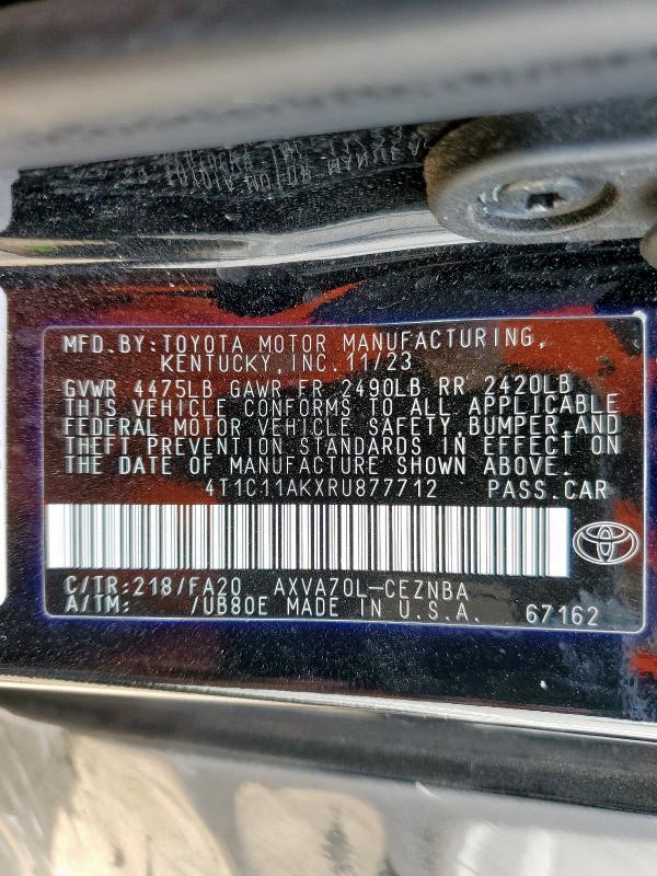 2024 TOYOTA CAMRY LE 4T1C11AKXRU877712