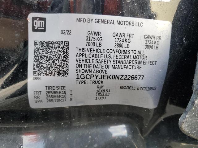 2022 CHEVROLET SILVERADO - 1GCPYJEK0NZ226677