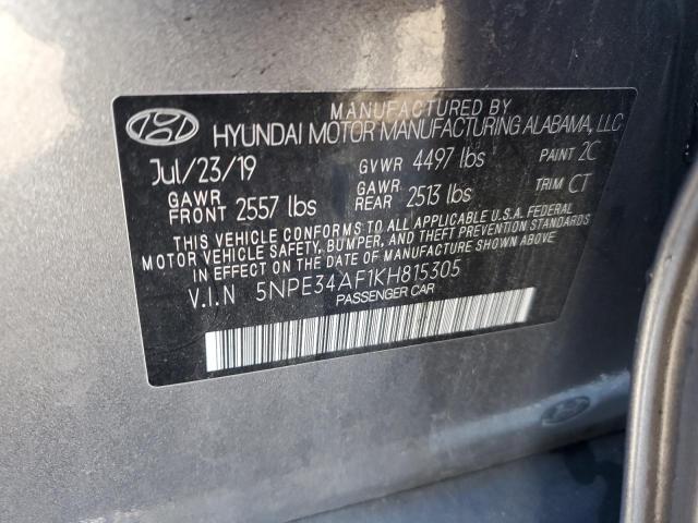 2019 HYUNDAI SONATA LIM 5NPE34AF1KH815305