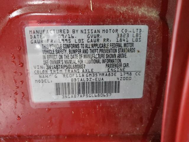 2016 NISSAN SENTRA S - 3N1AB7AP5GL680657