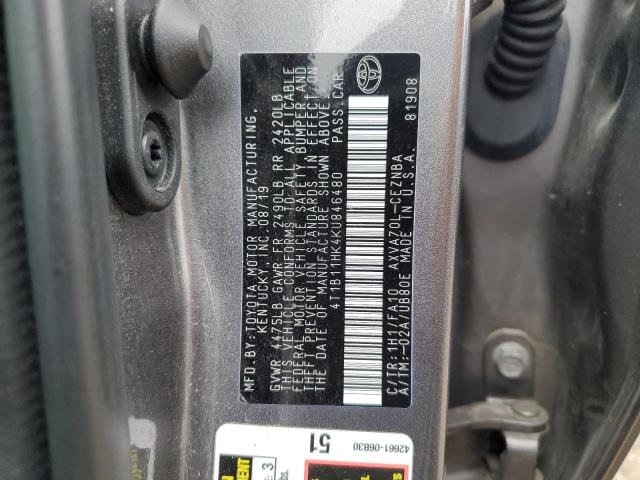 2019 TOYOTA CAMRY L #3284914923