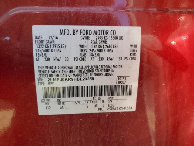 2017 LINCOLN MKX SELECT 2LMPJ6KR9HBL20258