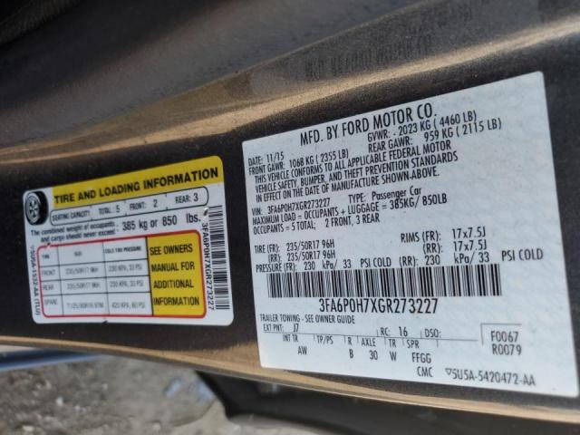 2016 FORD FUSION SE - 3FA6P0H7XGR273227