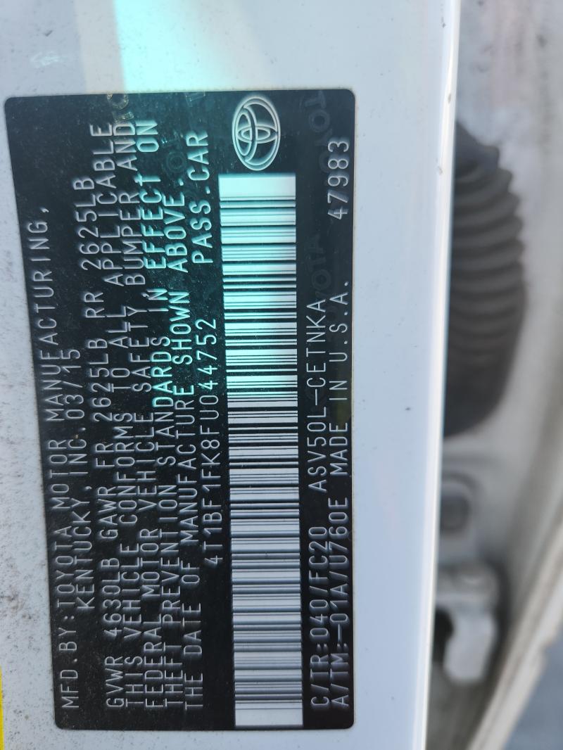 2015 TOYOTA CAMRY LE 4T1BF1FK8FU044752