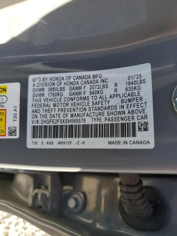 2025 HONDA CIVIC SPOR - 2HGFE2F5XSH569576