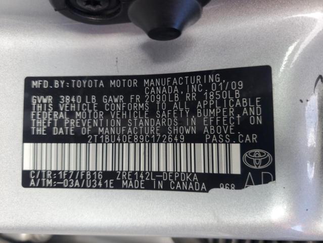 2009 TOYOTA COROLLA BA #3296939829