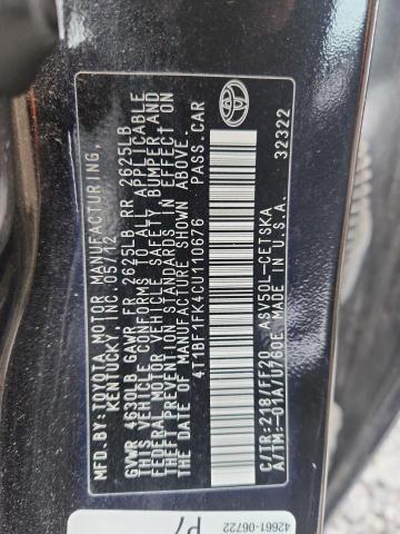 2012 TOYOTA CAMRY BASE #3294597039