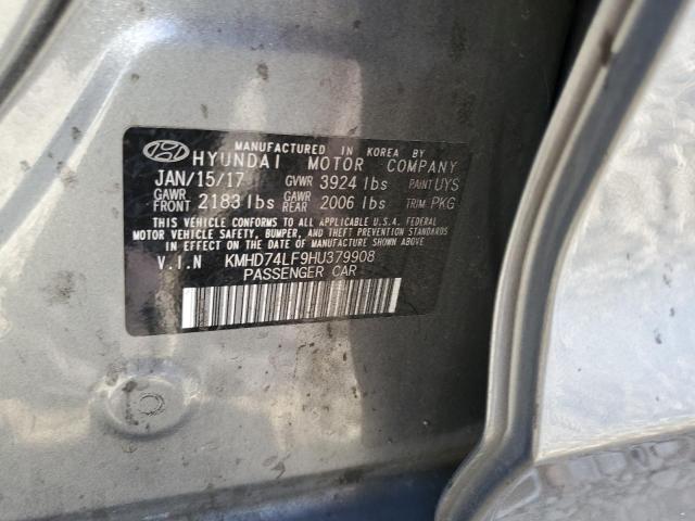 2017 HYUNDAI ELANTRA SE KMHD74LF9HU379908