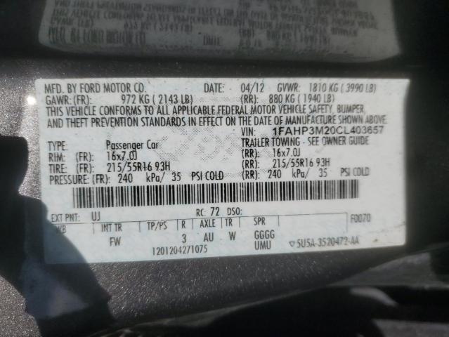 2012 FORD FOCUS SEL - 1FAHP3M20CL403657