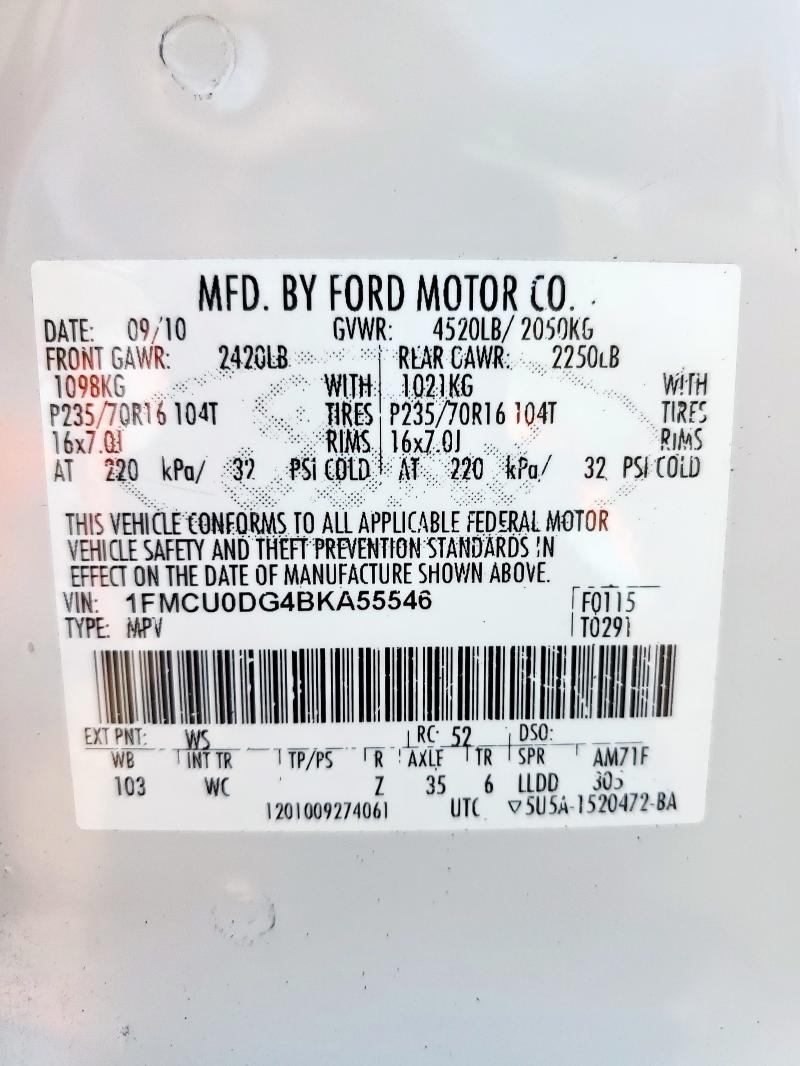 2011 FORD ESCAPE XLT - 1FMCU0DG4BKA55546
