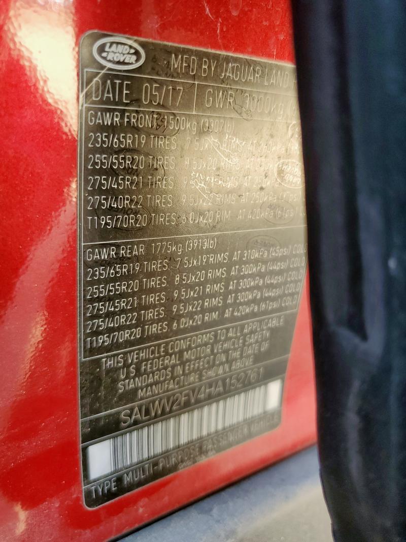 2017 LAND ROVER RANGE ROVE #3265822231