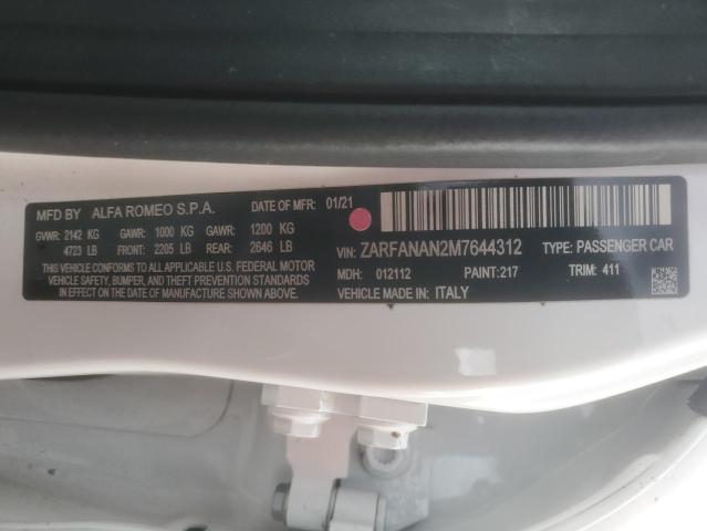 2021 ALFA ROMEO GIULIA SPO ZARFANAN2M7644312