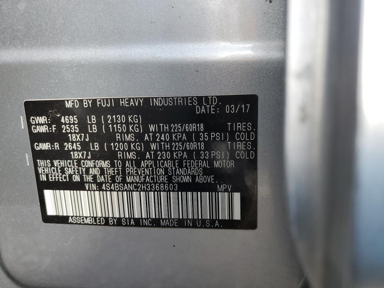 SUBARU OUTBACK 2.5I LIMITED