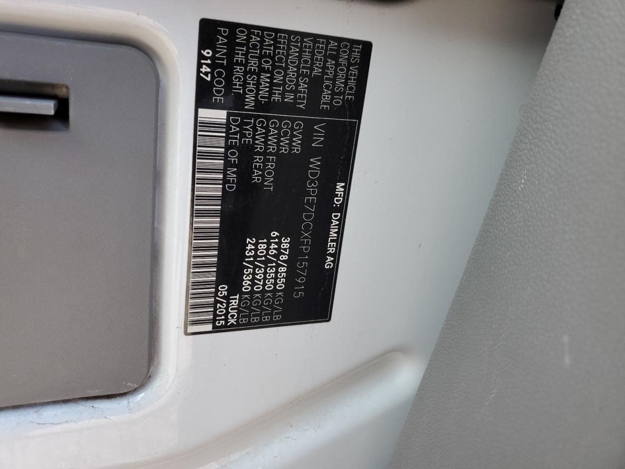 Lot #3311887193 2015 MERCEDES-BENZ SPRINTER 2