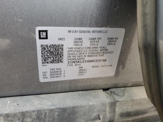 2021 CHEVROLET TAHOE K150 1GNSKLED6MR319766
