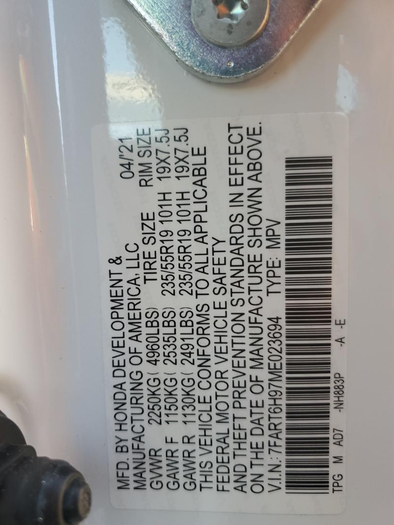 2021 HONDA CR-V TOURING 7FART6H97ME023694