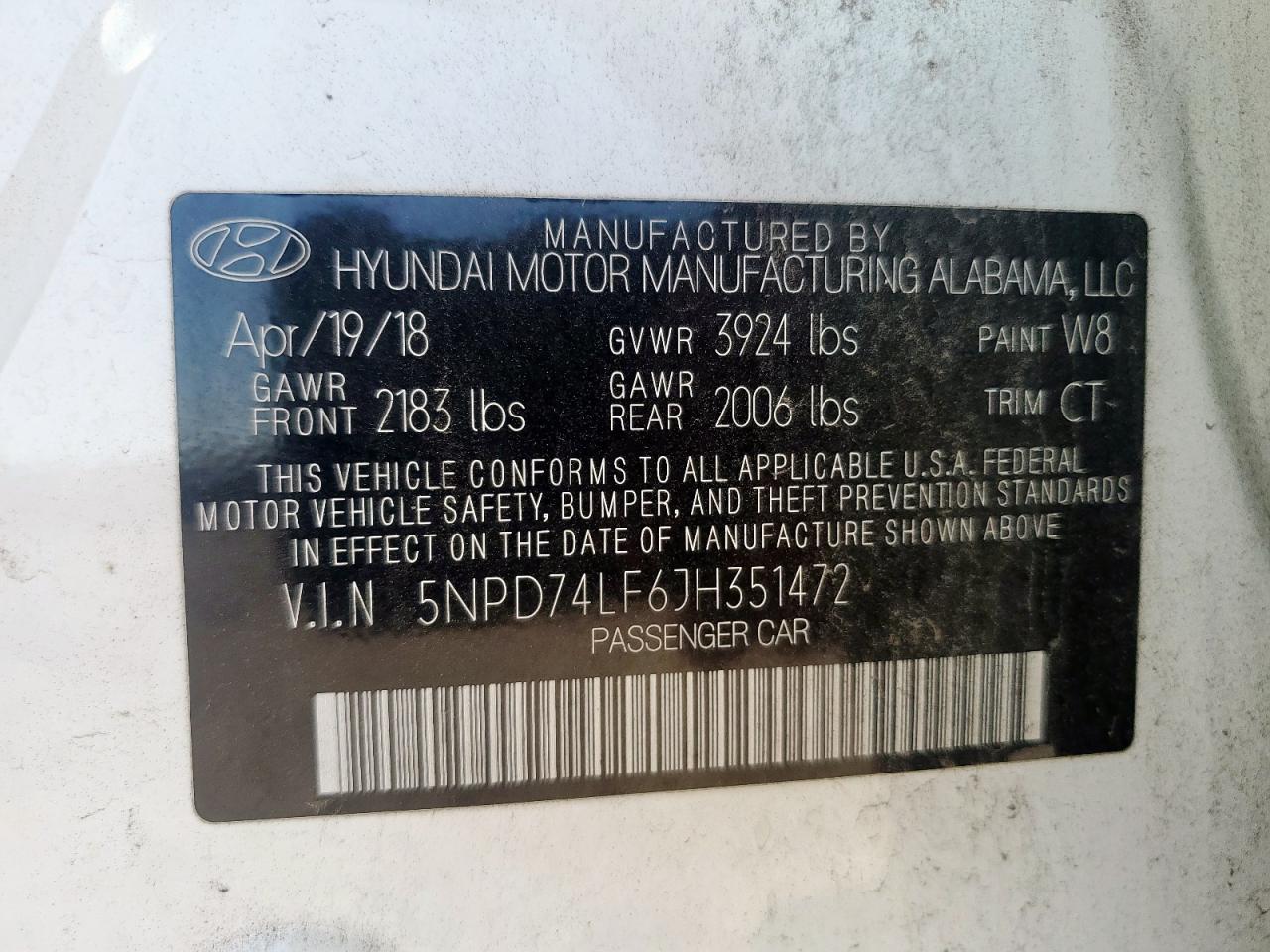 Lot #3304933555 2018 HYUNDAI ELANTRA SE