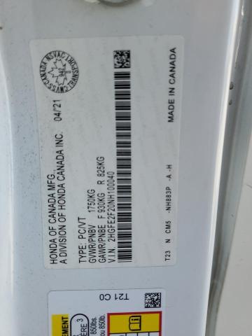 2022 HONDA CIVIC LX - 2HGFE2F20NH100040