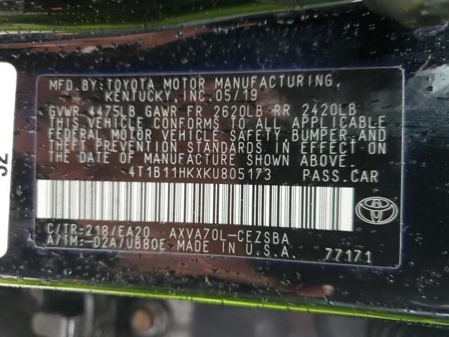 2019 TOYOTA CAMRY L 4T1B11HKXKU805173