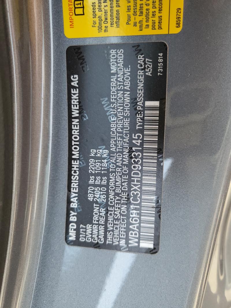 2017 BMW 640 I WBA6H1C3XHD933145