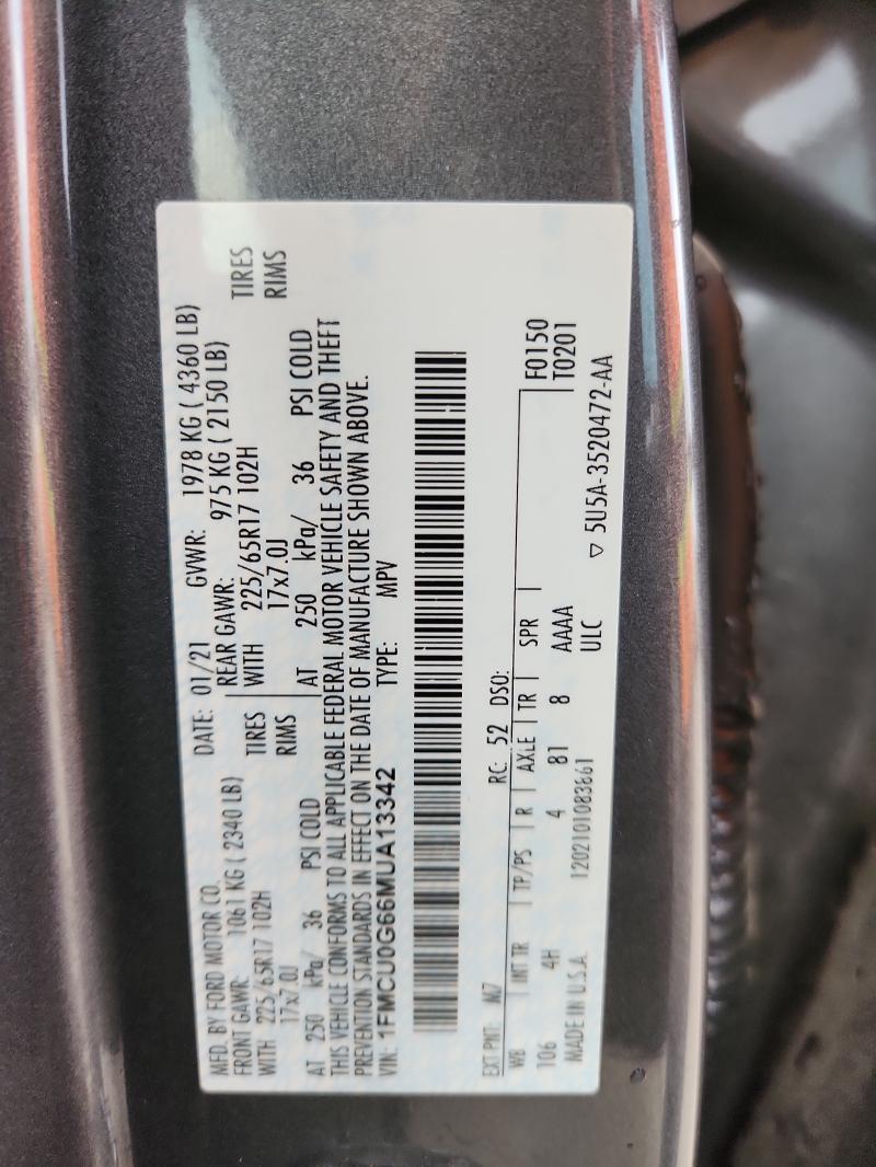 2021 FORD ESCAPE SE - 1FMCU0G66MUA13342