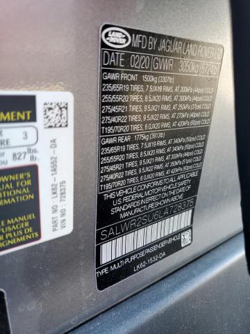 2020 LAND ROVER RANGE ROVE #3297126523