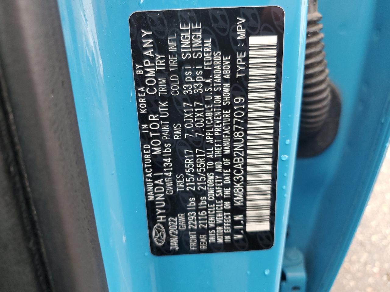 Lot #3310364965 2022 HYUNDAI KONA SEL