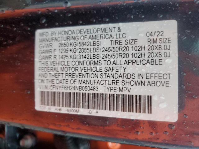 2022 HONDA PILOT SE #3290282217