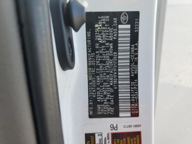 2015 TOYOTA CAMRY HYBR - 4T1BD1FK1FU172028