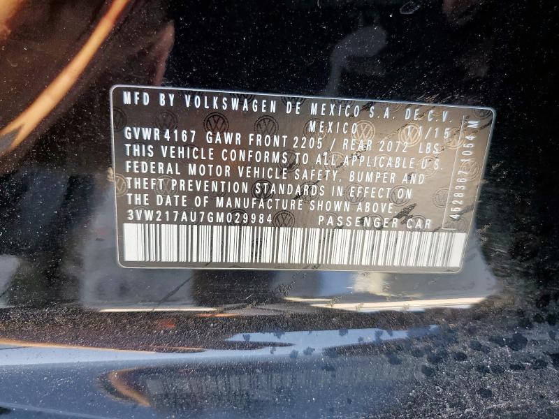 2016 VOLKSWAGEN GOLF S/SE 3VW217AU7GM029984