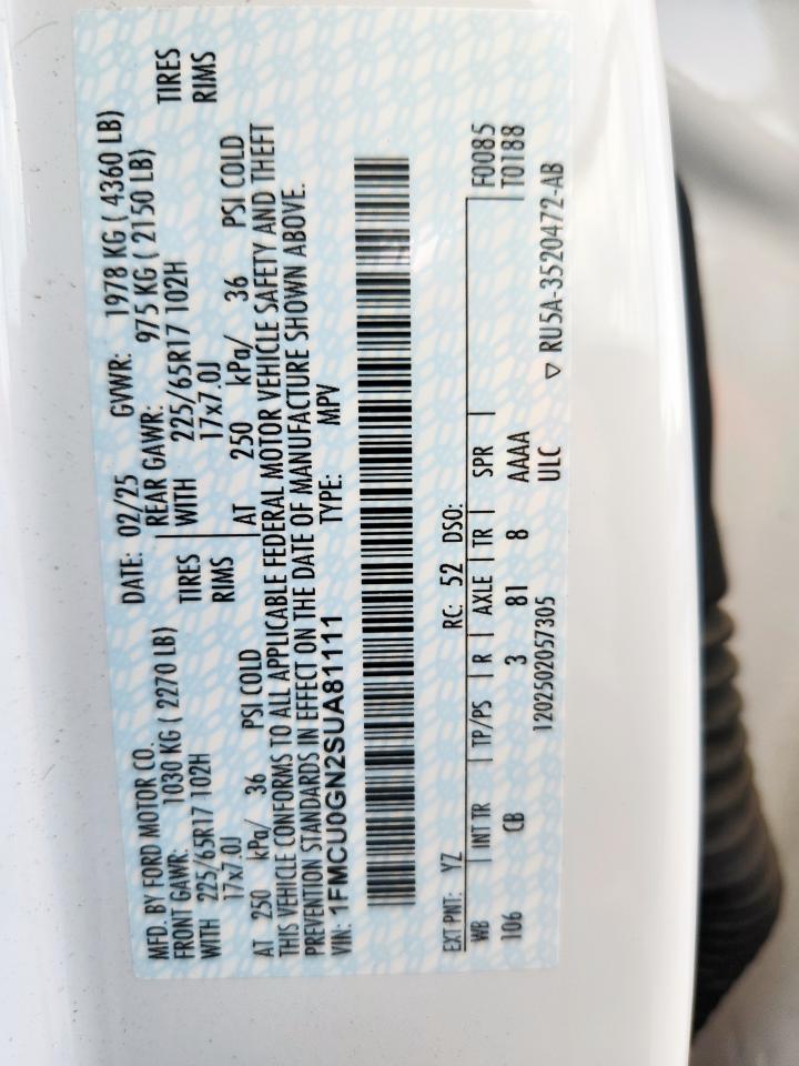 Lot #3311609296 2025 FORD ESCAPE ACT