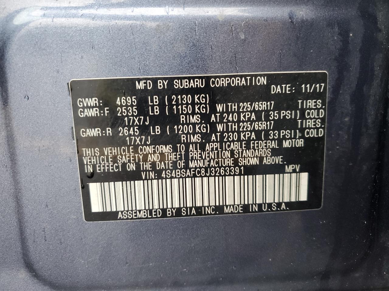 SUBARU OUTBACK 2.5I PREMIUM