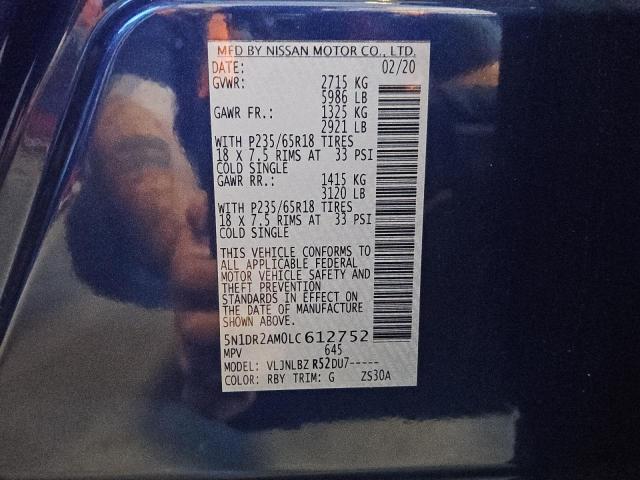 2020 NISSAN PATHFINDER S 5N1DR2AM0LC612752